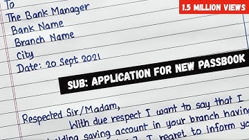 How to Write Application for New Passbook | Bank Passbook Request Letter Format