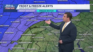 Frost Advisory Tonight; Scattered Storms Wednesday PM In South Central Pennsylvania