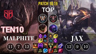 SB Ten10 Malphite vs Jax Top - KR Patch 10.19