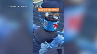Chicago Bears fan’s soda freezes during Bears-Browns game screenshot 5