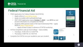 Cecil College Financial Aid Information Session Recorded 09 16 2020 screenshot 2