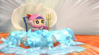 人魚になって溶岩を消す? アニメ オリガミニンジャ コーヤン ネーミン ハッピースマイルドリーム こうくんねみちゃん