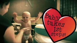 Baby takes 1st steps at 10 months old!! - 9/21/2014 day 169 video