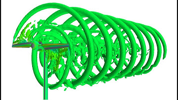 Turbulent wake behind a wind turbine