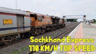 12716 Sachkhand Express at 110 KM\/H Full Speed 😱 | Amritsar - Hazur Sahib Nanded Expess | Twin WDM3A