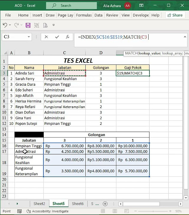 Soal Tes Kerja Excel : Rumus INDEX MATCH #exceltest #latihanexcel # ...
