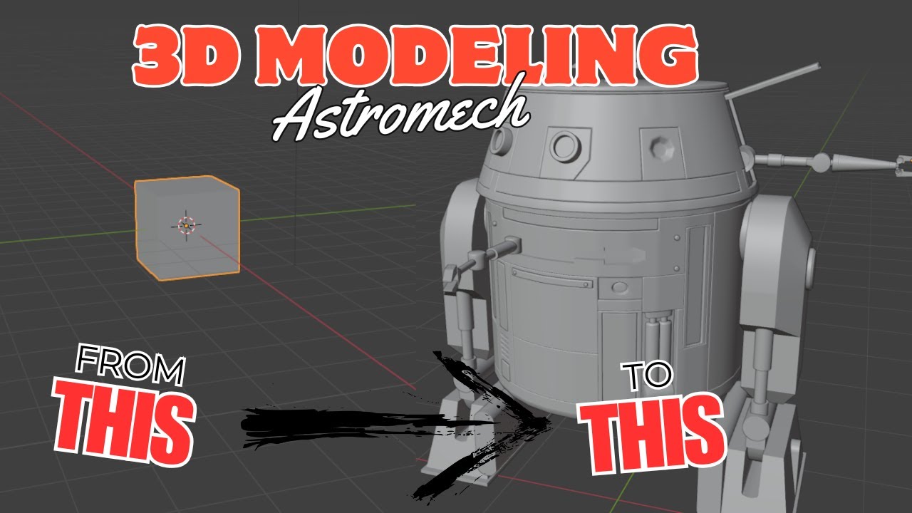 3D Blocking and Modeling Astromech in Blender Part 2 - Head Details ...