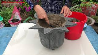 DIY- Cement craft ideas for garden// What a surprise!!! Use leaves to make flower pots