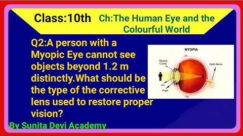 Q2:A person with a Myopic Eye cannot see objects beyond 1.2m distinctly.... #sunita_devi_academy