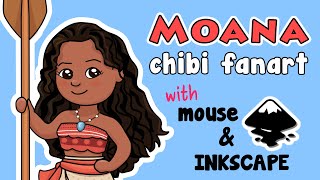 Drawing (chibi) Moana with mouse and Bezier Pen Tool | Inkscape screenshot 5