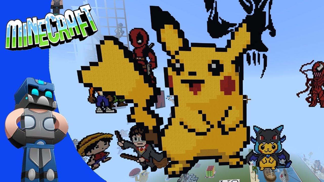 Como hacer a pikachu pixel art en minecraft - YouTube