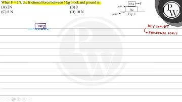 When \( \mathrm{F}=2 \mathrm{~N} \), the frictional force between \( 5 \mathrm{~kg} \) block and...