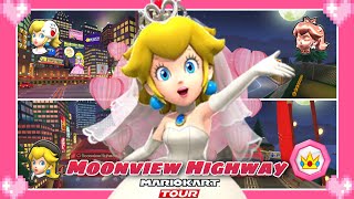 💗Mario Kart Tour (Wii Moonview Highway Variants) Peach Gameplay 💗