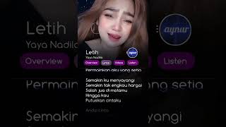 Letih _ Yaya Nadila #lyrics