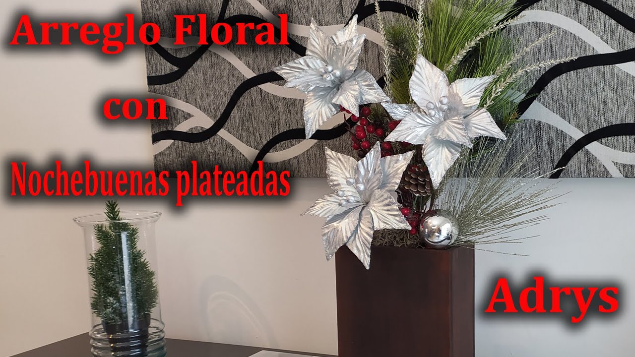 Christmas Floral Arrangement with Silver Poinsettias - YouTube