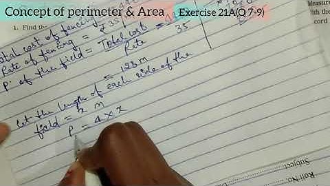 concept of perimeter & area l RS AGGARWAL CLASS 6 l exercise 21A Q 7 to 9