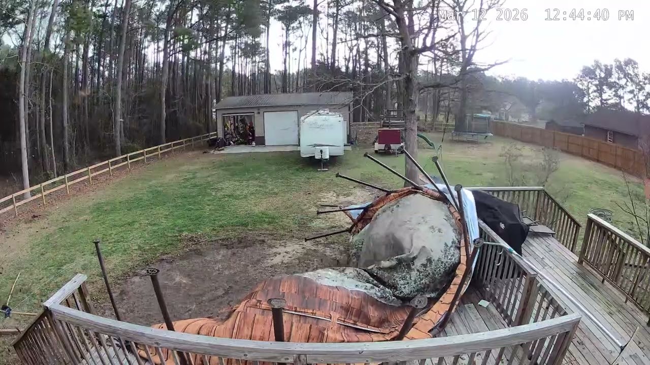 Strong Wind Lifts Pool and Traps Man Underneath - 1809448