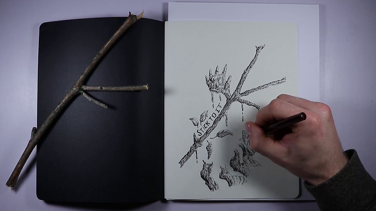 Drawing A Stick With Technical Pen