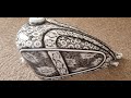 Custom painted motorcycle gas tank old school Lace.