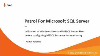 BMC TSOM: How to Validate MSSQL Windows User and SQL Server Users
