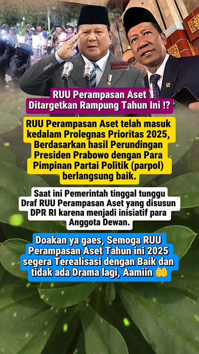 RUU Perampasan Aset Ditargetkan Rampung Tahun Ini โ๏ธ #politics #prabowo #islamic #celebrity #shorts