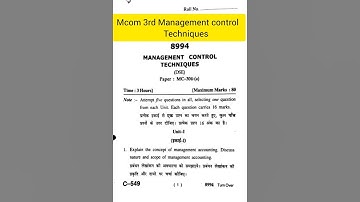 Management control techniques #question #exam #questionpaper #mcom #hpu
