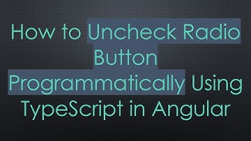 How to Uncheck Radio Button Programmatically Using TypeScript in Angular