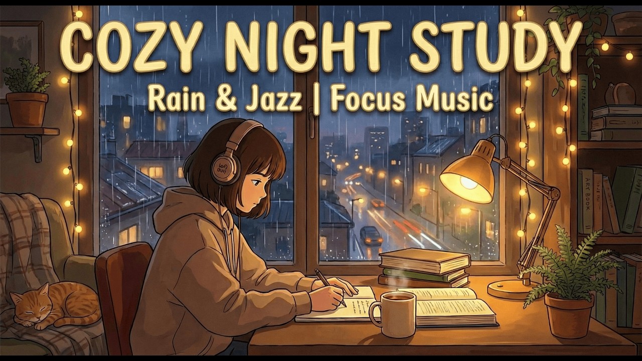 [STUDY WITH ME] Cozy Rainy Night - 1 Hour Deep Focus Study (Pomodoro ...
