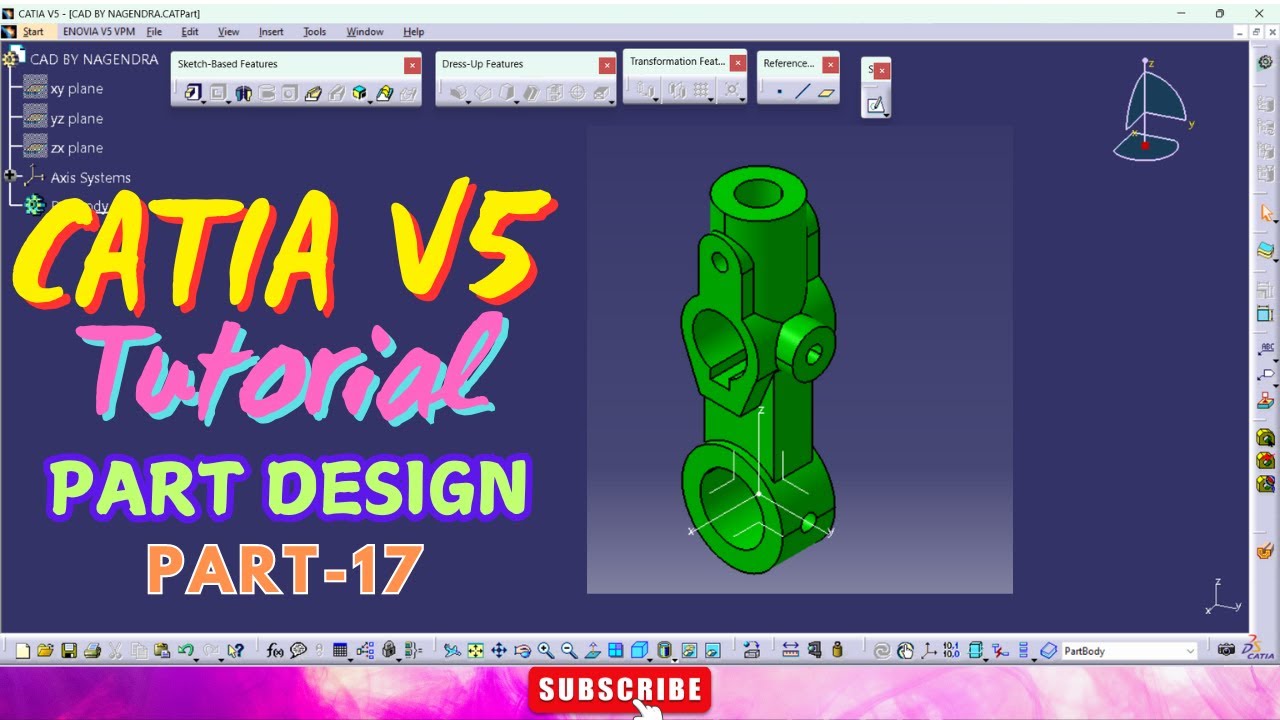CATIA V5 Part Design Tutorials Part-17 | Practice Exercise using Pad ...