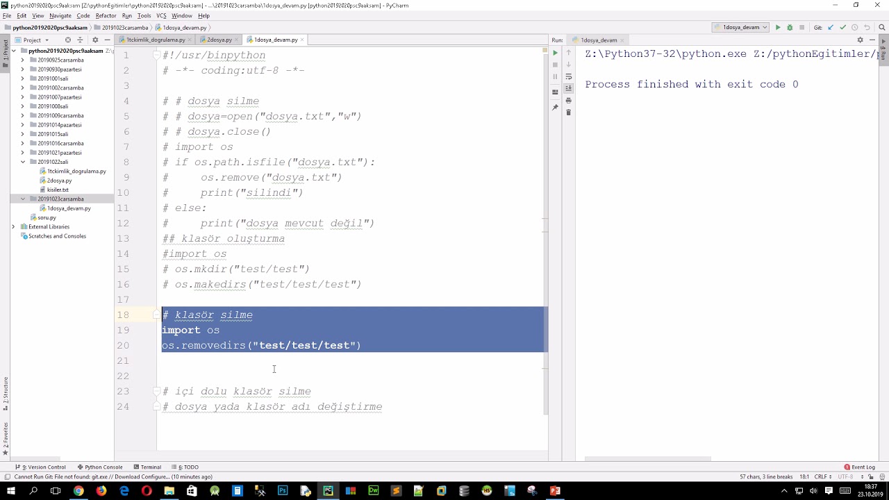 python 45 dosya ve klasör işlemleri - YouTube