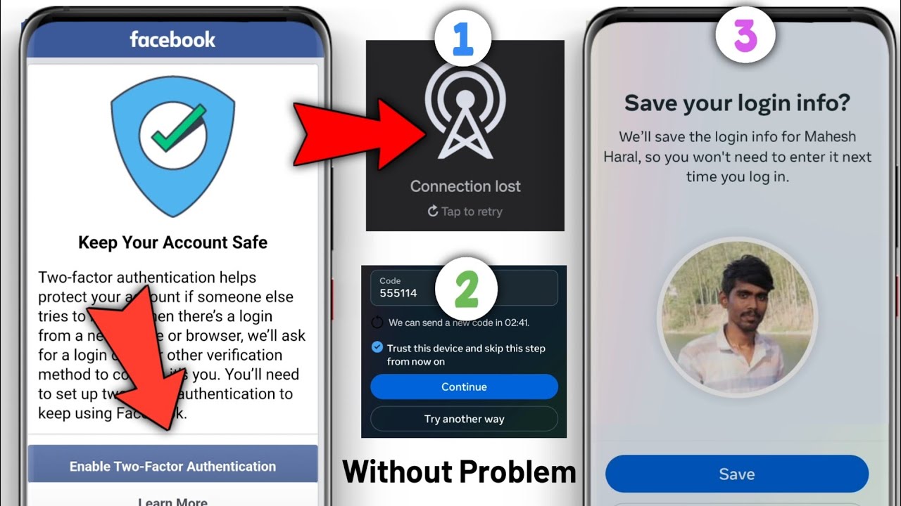 Two step authentication facebook lost phone