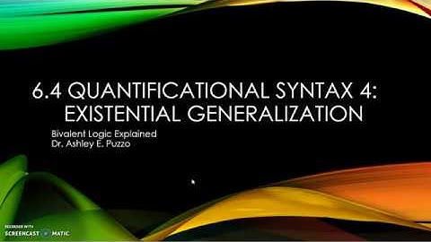 6.4a Quantificational Syntax 4: Existential Generalization