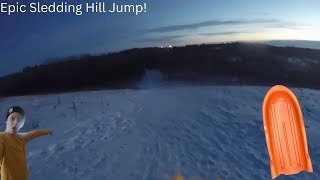 Sledding Down An Epic Sledding Hill!!! +Epic jump!