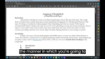 Assignment #4: The Rough Draft (Instruction)