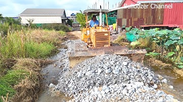 Wonderful Project!! Build Foundation Roads For Peoples By Truck Unloading Stone Bulldozer Pushing