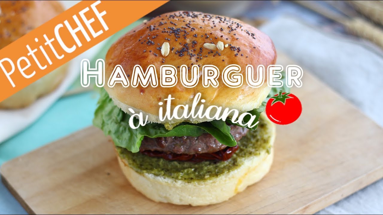 Hambúrguer à italiana (molho pesto, tomate seco, muçarela)