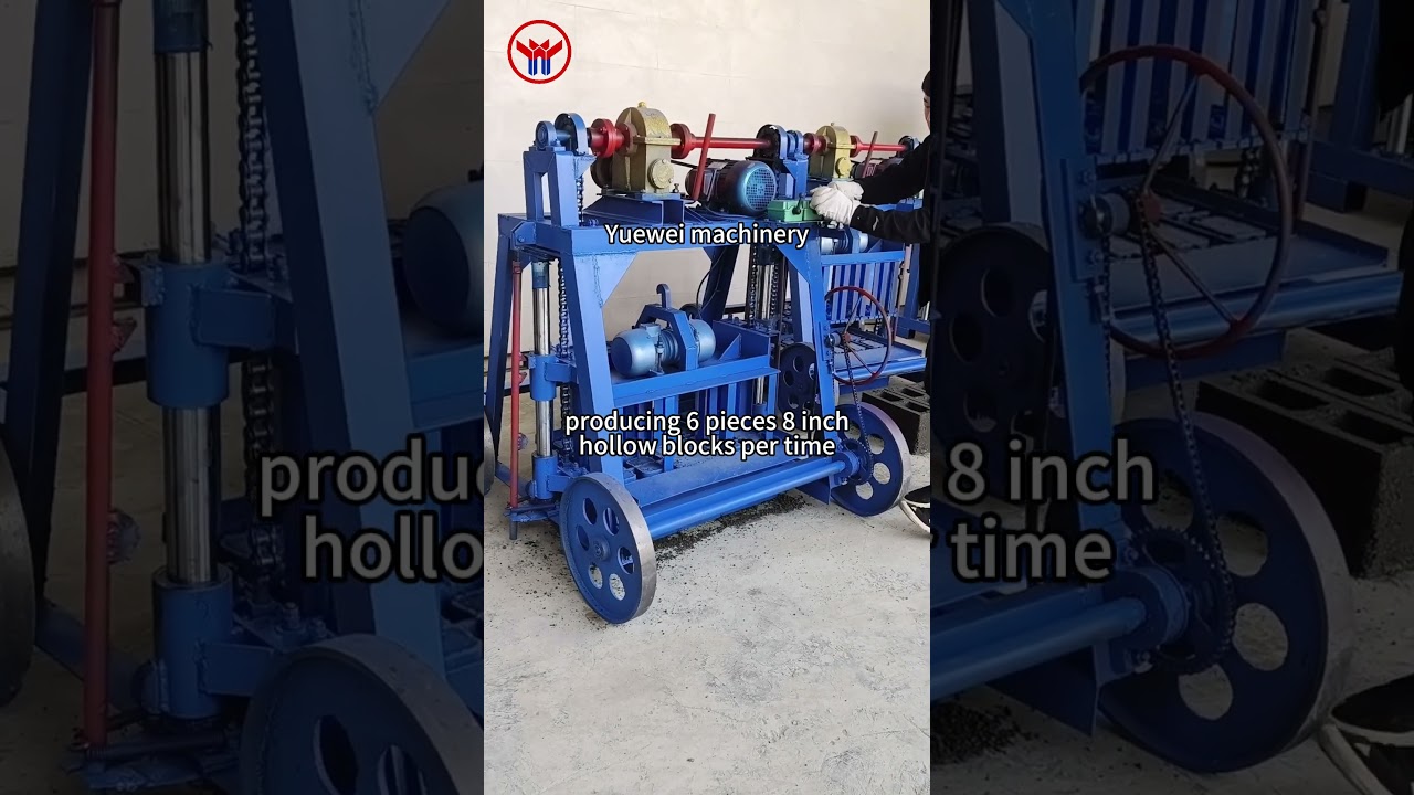 4-45 large mobile cement block machine produces 6 blocks of 8-inch hollow blocks per time 