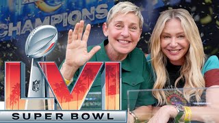 Ellen Degeneres and Portia de Rossi at the 2022 Super Bowl LVI