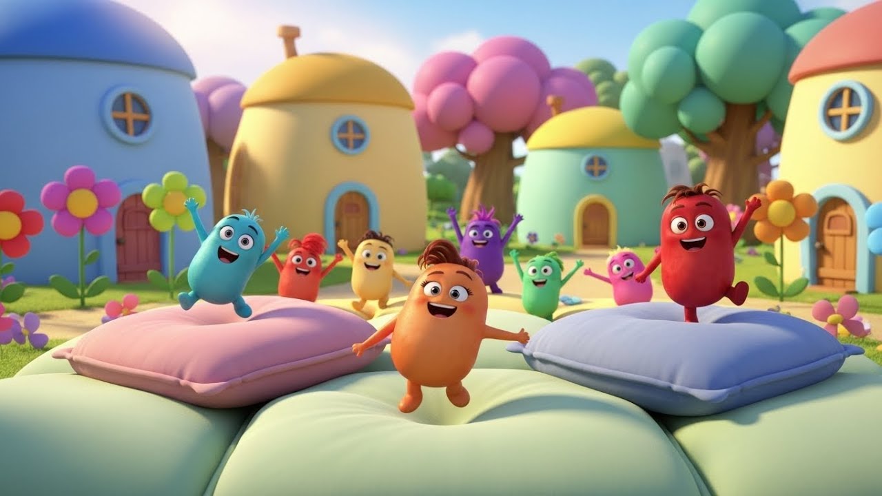 Fall Guys Bouncy Beans Rolled Off the Track | Nursery Rhymes for Kids & Baby Songs