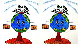 Save tree poster drawing #save earth poster drawing for beginners