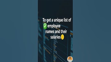 SQL DISTINCT | Unique Employee Names and Salaries | SQL Tutorial Shorts #coding #feedshorts