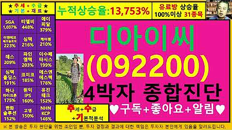 디아이씨(092200)4차원종목진단및향후주가전망 추수기(추수)전문가