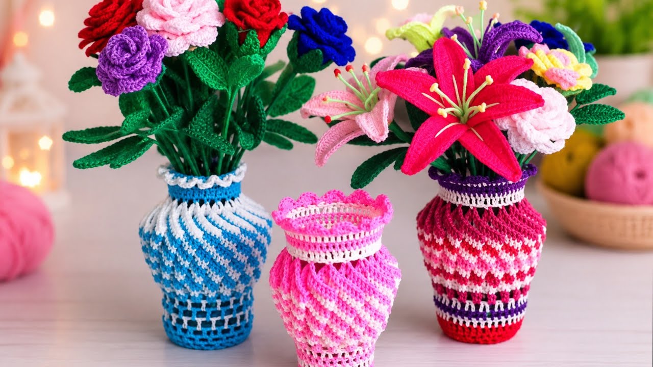 LARGE SIZE 🌸 High Demanded! Crochet Vase Tutorial For Beginners