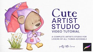 How to draw and paint a cute bear in Procreate using the Cute Artist Studio screenshot 1