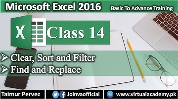 Clear, Sort and Filter in Microsoft Excel | Find and Replace in Microsoft Excel 2016. 14