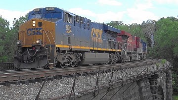 CSX Train Crosses Thomas Viaduct With a CP Engine & an EMD SD70MAC