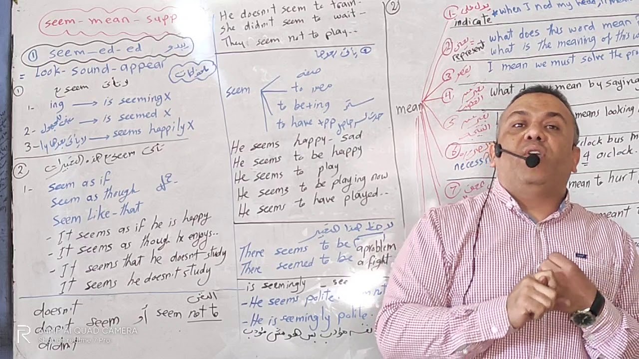 شرح الوحده الخمسه 2 ثانوي 2020 2021 الفرق بينseem - mean - suppose