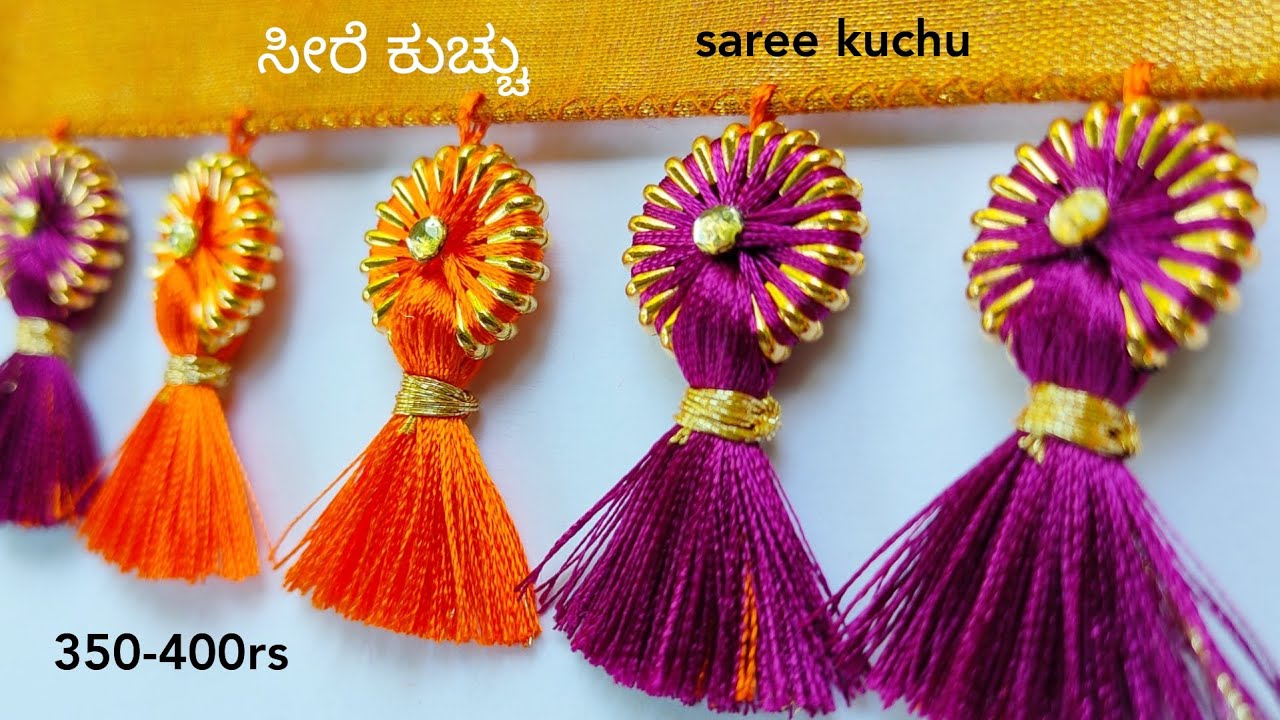 Ring beads latest crisscross design saree kuchu || Design #183 ...