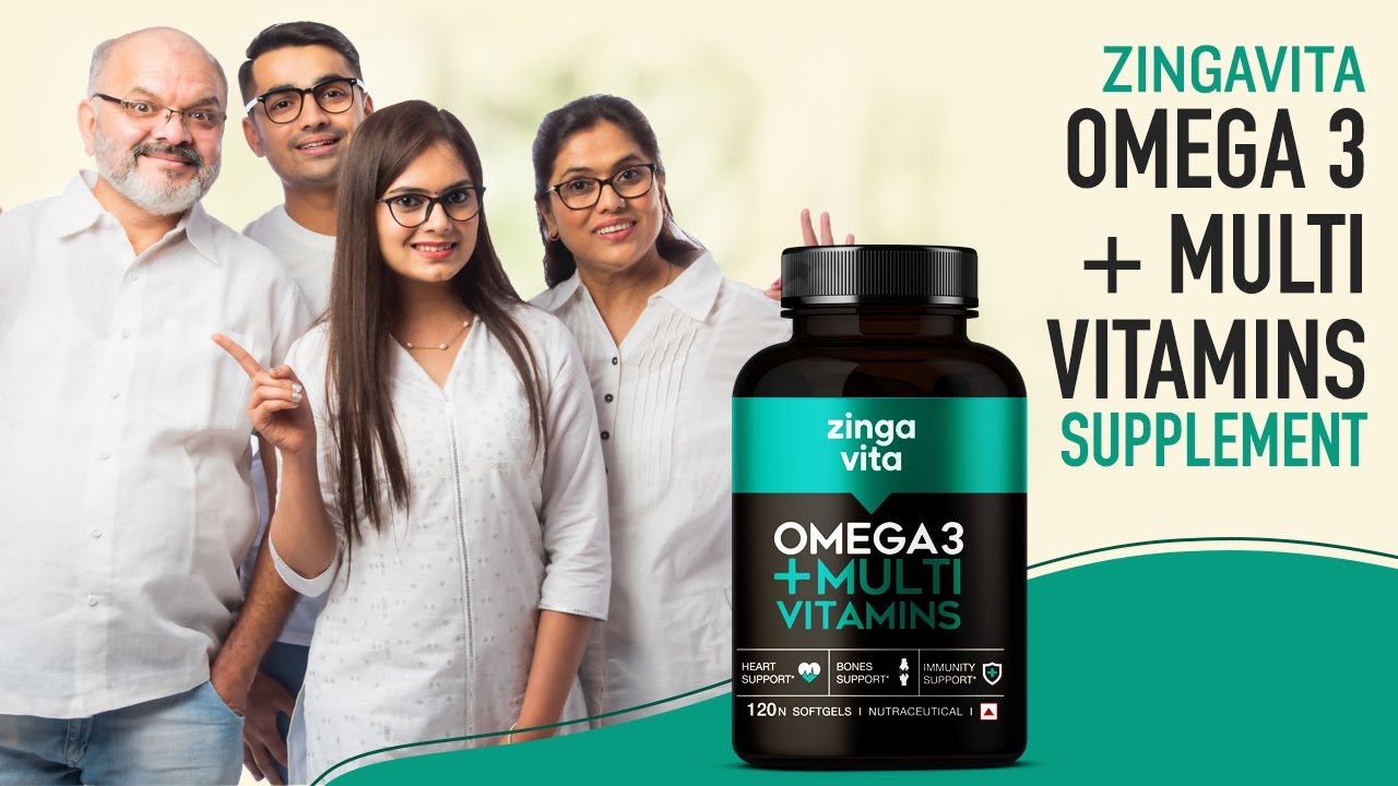 Zingavita Omega 3 Fish Oil 1000mg Capsules with Multivitamin for Energy