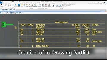 Creation of In-Drawing Partlist | ProSteel CONNECT Edition